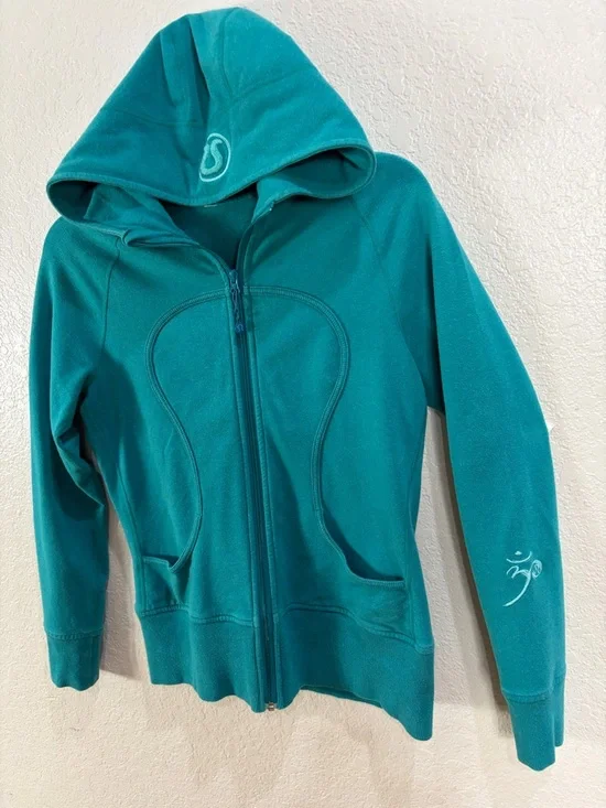 lululemon athletica Teal Hooded Full-Zip Jacket,Size 10. - Picture 8 of 15